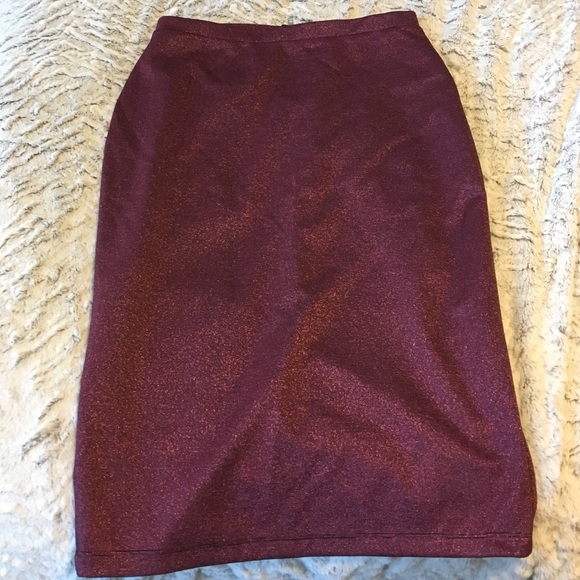 Pink Metallic Pencil Skirt - Picture 1 of 3